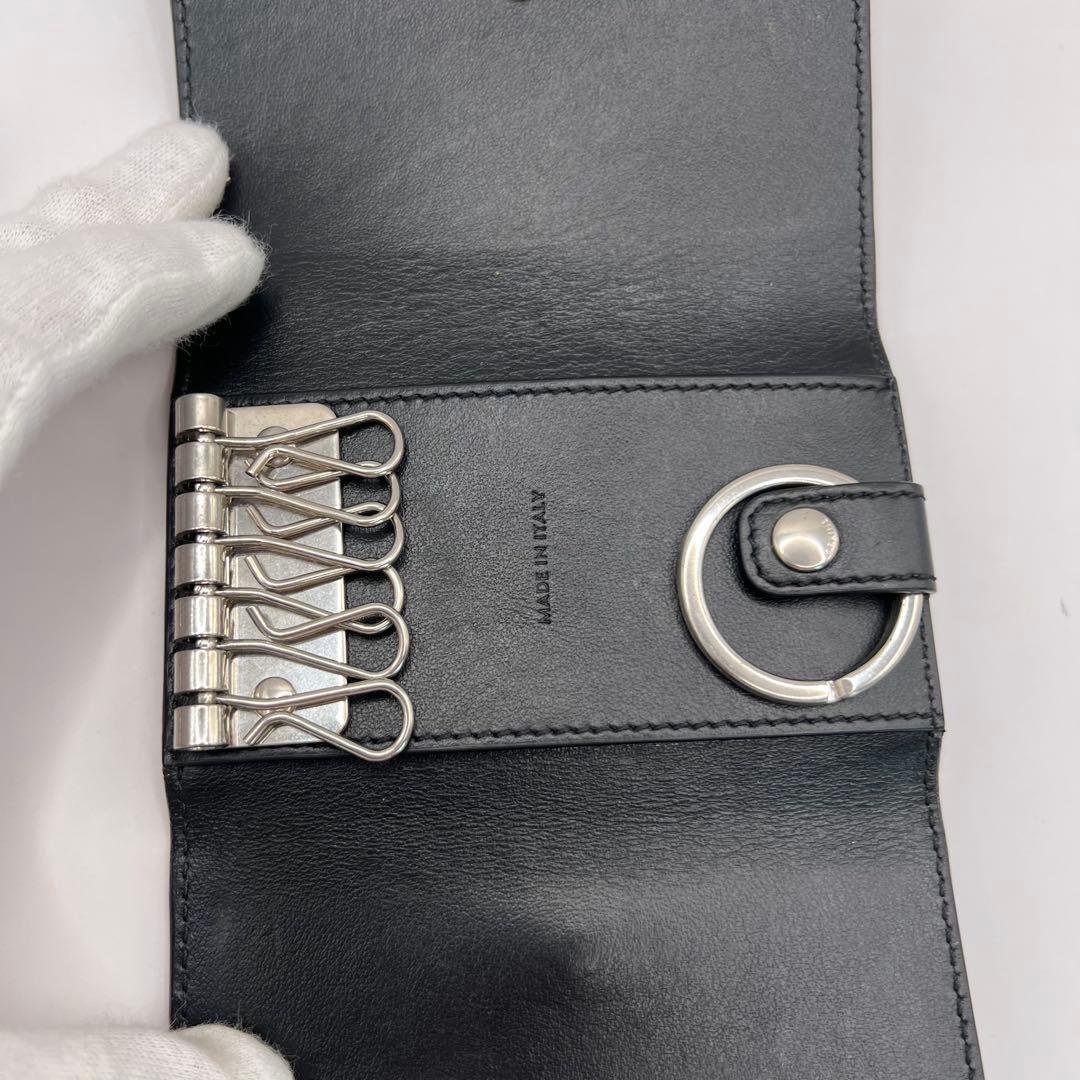CELINE キーケース　クロコ　6連　ブラック　型押し　カーフスキン　黒色
