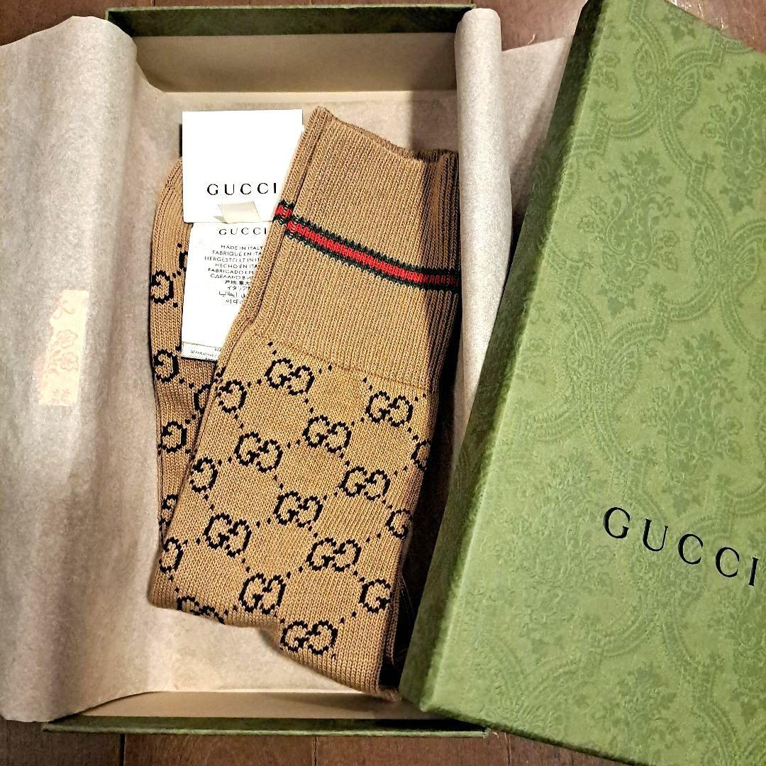 GUCCI GGロゴ ベージュソックス Lサイズ