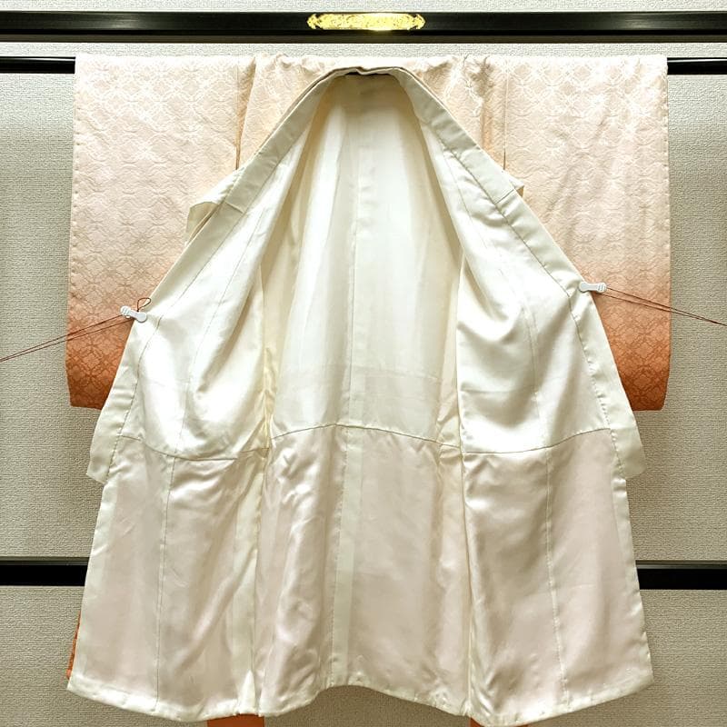 502ax50□お宮参り 女児 長襦袢付 七五三にも 五つ紋 色無地 地紋□美品