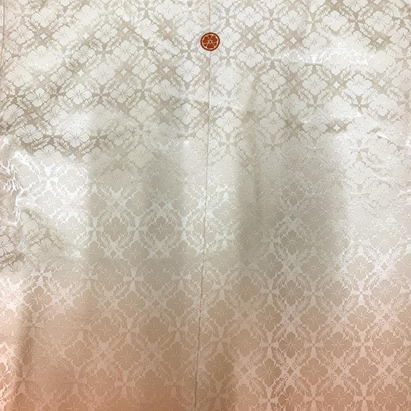 502ax50□お宮参り 女児 長襦袢付 七五三にも 五つ紋 色無地 地紋□美品