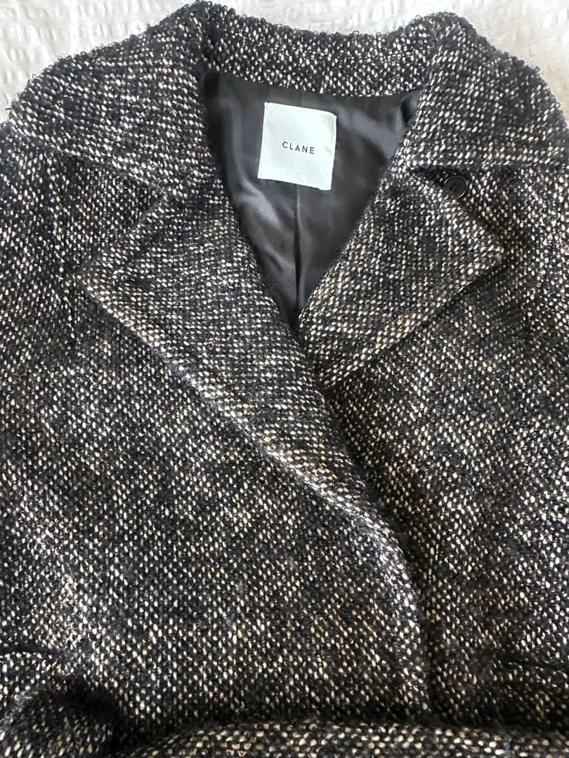 CLANE MIX LOOP TWEED BOX COAT ブラックサイズ1