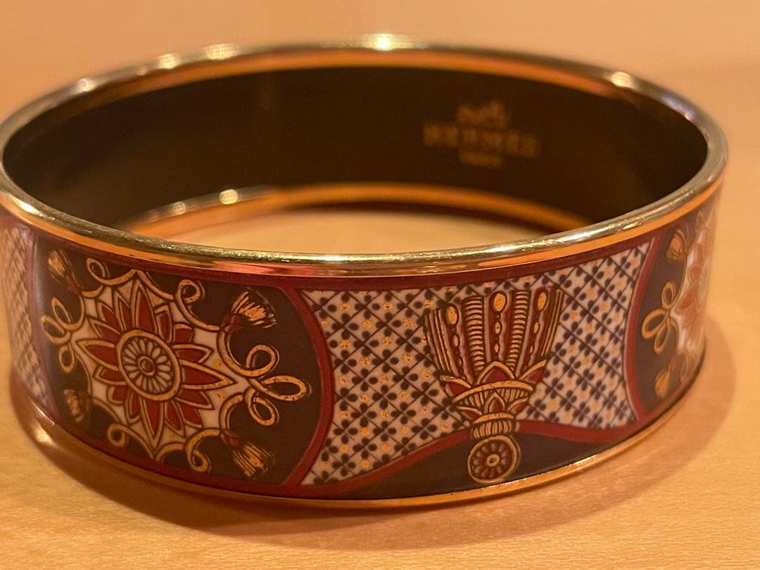 HERMES エスニック柄 エナメルバングル　ラージ　ヴィンテージ