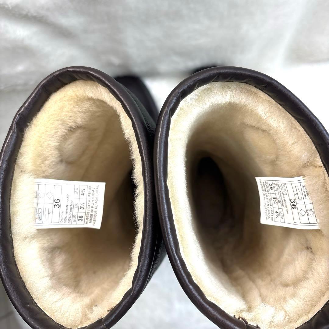 AIGLE エーグル◆ムートン　レザーロングブーツ　茶