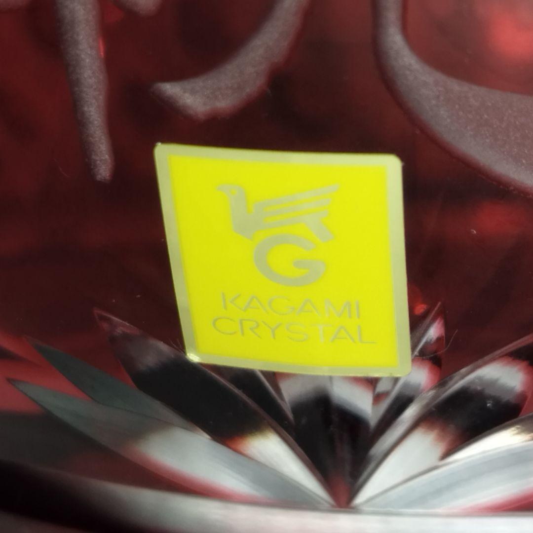 【希少美品】カガミクリスタル 祝だるま(大)　金赤 江戸切子 達磨 ダルマ