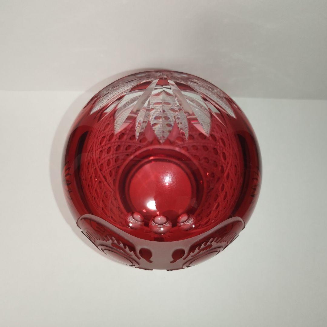 【希少美品】カガミクリスタル 祝だるま(大)　金赤 江戸切子 達磨 ダルマ