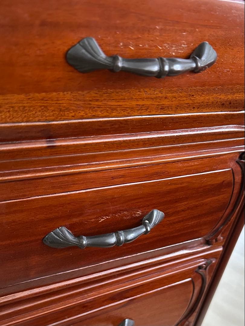 マホガニー　チェスト　6段 無垢材 ギギリビング 猫脚　木製 収納家具