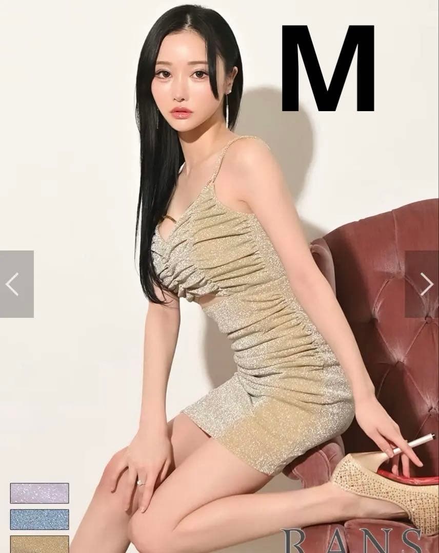 RANSミニ/ドレス/ワンピース/ゴールド/キャミ/タイト/ラメ/ビジュー