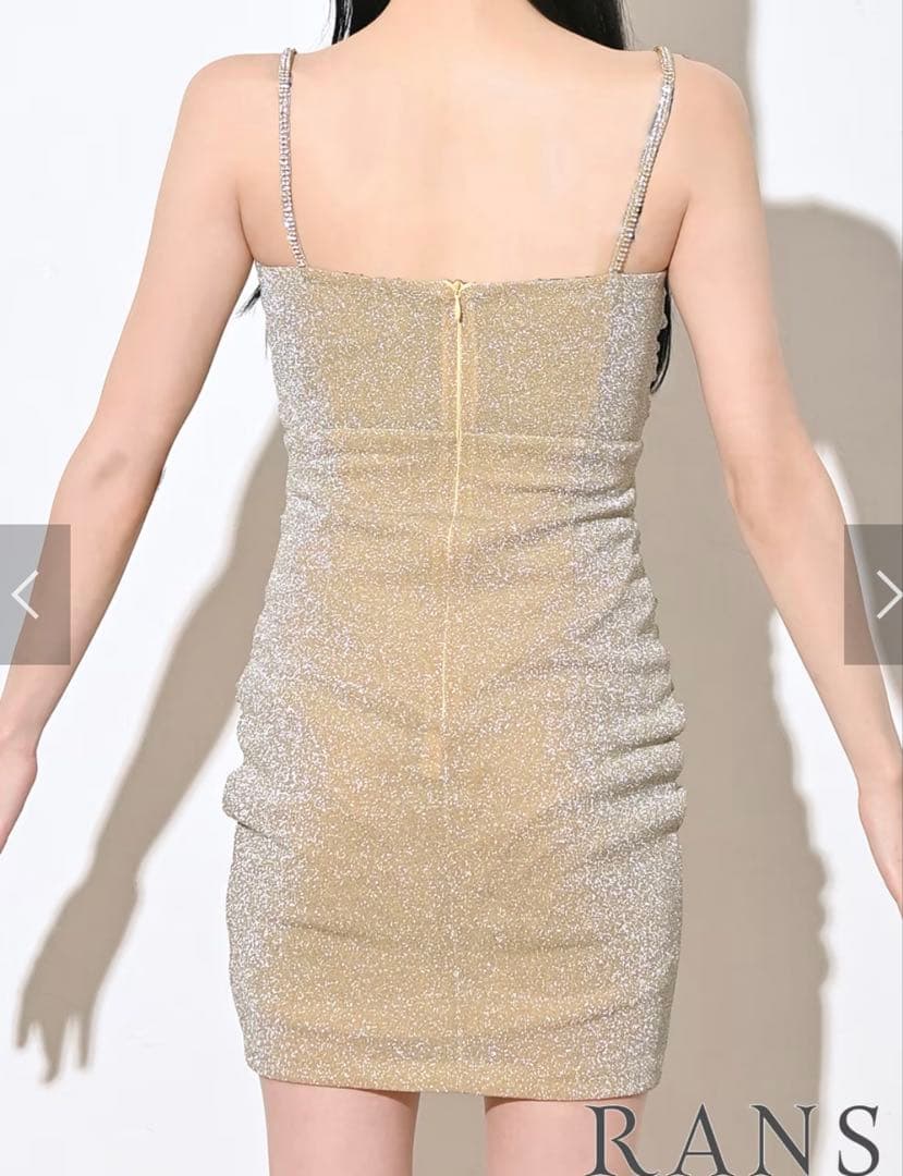 RANSミニ/ドレス/ワンピース/ゴールド/キャミ/タイト/ラメ/ビジュー