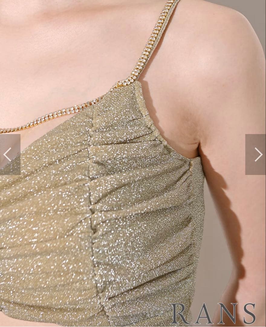 RANSミニ/ドレス/ワンピース/ゴールド/キャミ/タイト/ラメ/ビジュー