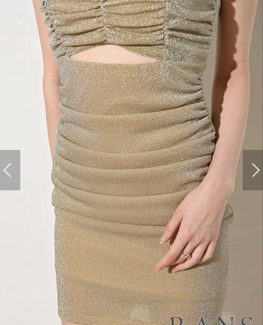 RANSミニ/ドレス/ワンピース/ゴールド/キャミ/タイト/ラメ/ビジュー