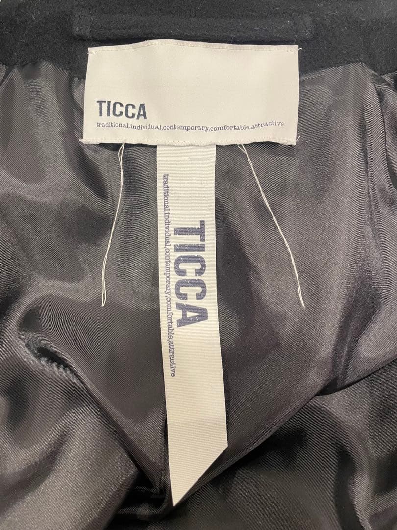 美品　TICCA テントコート　ブラック　ウールコート　黒　クロ