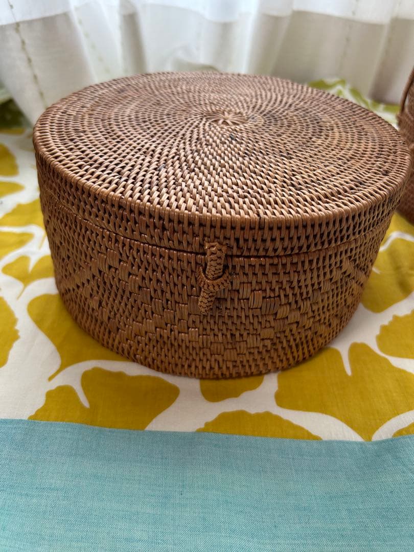 雑貨　アタ 編み2段ランチバスケット　2個セット裁縫道具　小物入れ バリ