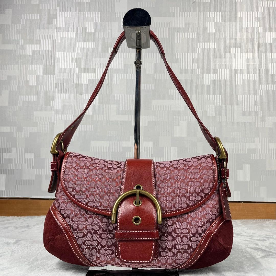 バッグ Coach Soho Bag Red Signature Suede