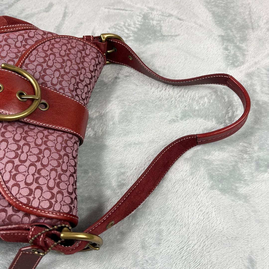 バッグ Coach Soho Bag Red Signature Suede