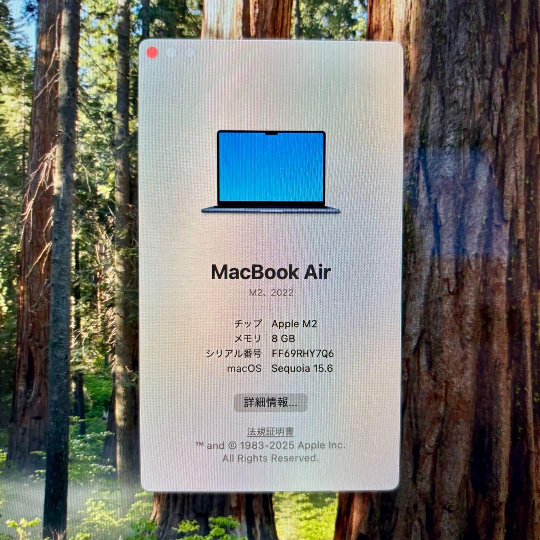 【ほぼ新品】M2 Macbook Air 256GB 8GB【長期保証残りアリ】
