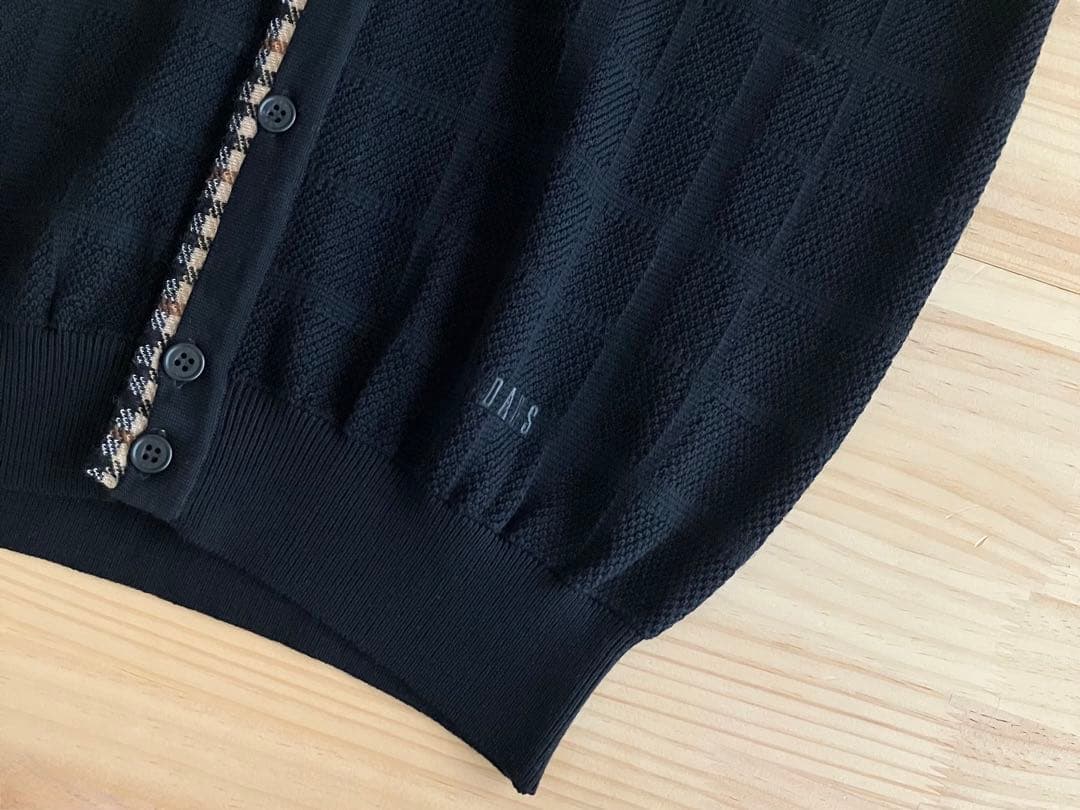 美品 DAKS ダックス ウール ニット ベスト ブラック ハウスチェック L