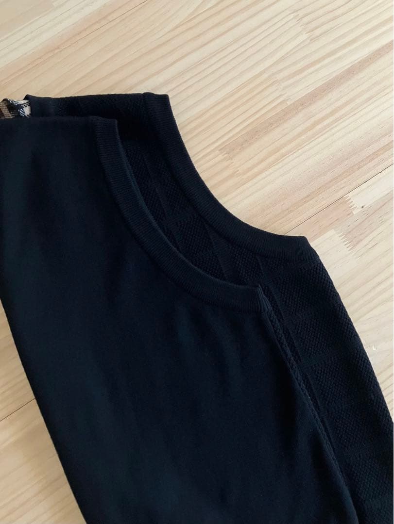 美品 DAKS ダックス ウール ニット ベスト ブラック ハウスチェック L