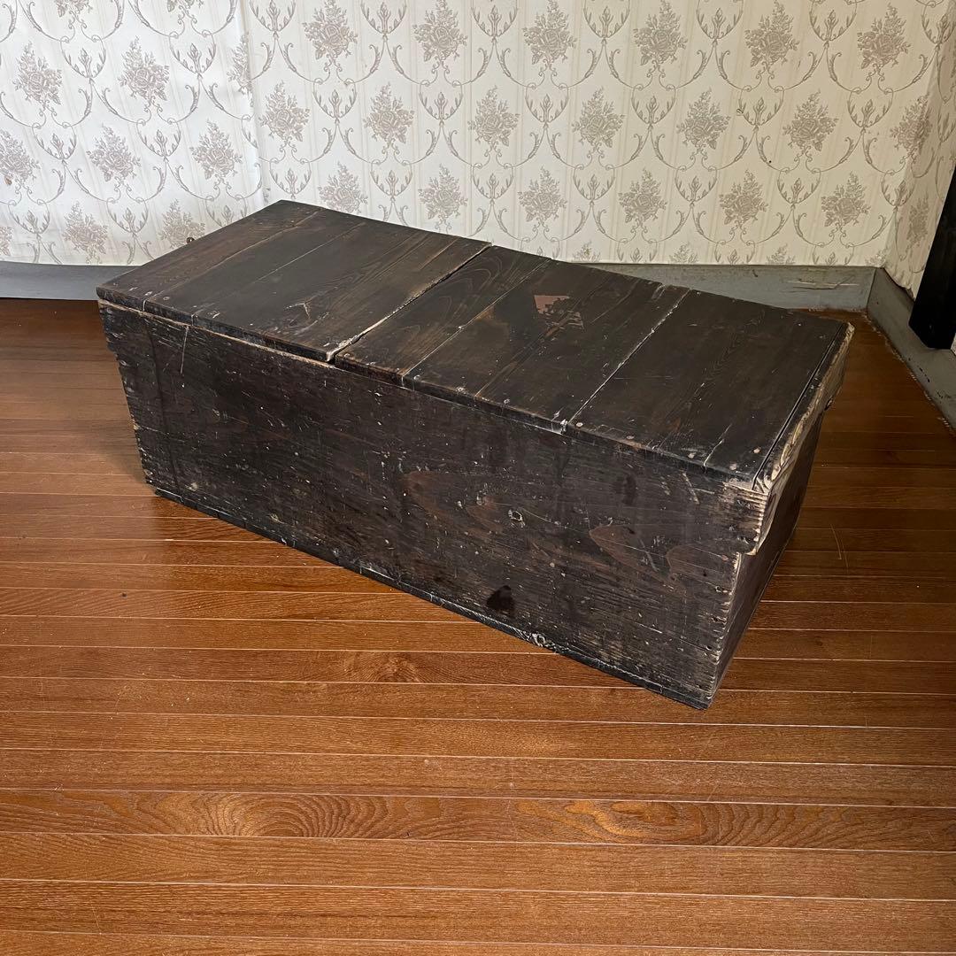 【アンティーク】味のある古い木箱 道具箱 工具箱 ベンチ 古木 古道具 古民具