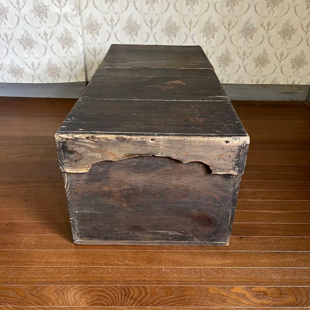【アンティーク】味のある古い木箱 道具箱 工具箱 ベンチ 古木 古道具 古民具