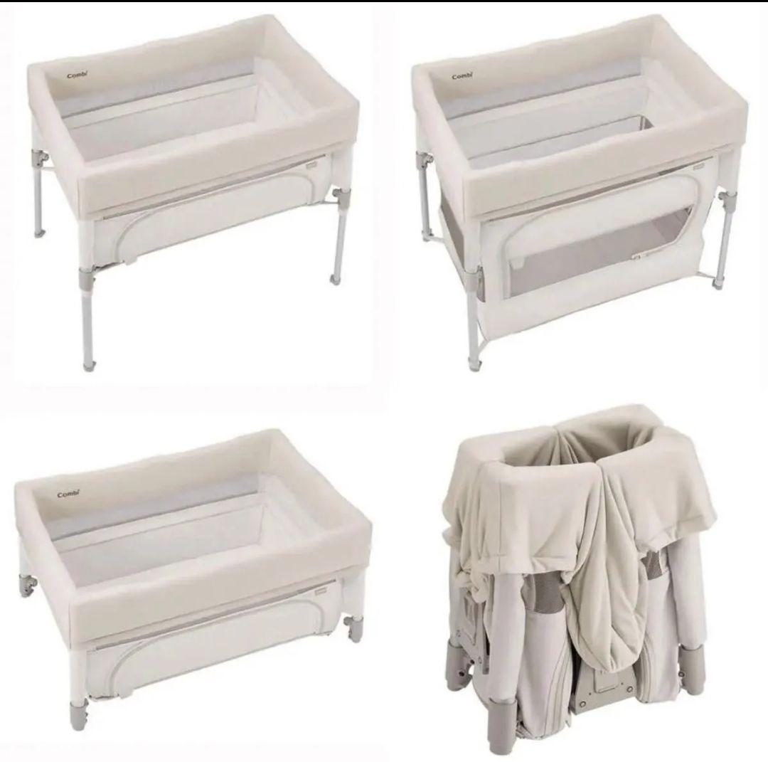 コンビすくすやトモネルベビーベッド＆ひつじ柄ベビー布団セット(ほぼ未使用)