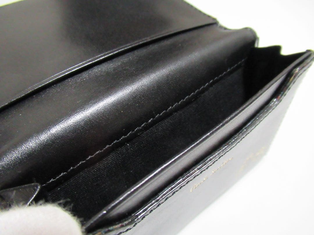 ポールスミス 新品訳あり！マルチストライプトリム牛革名刺入れ カードケース 黒