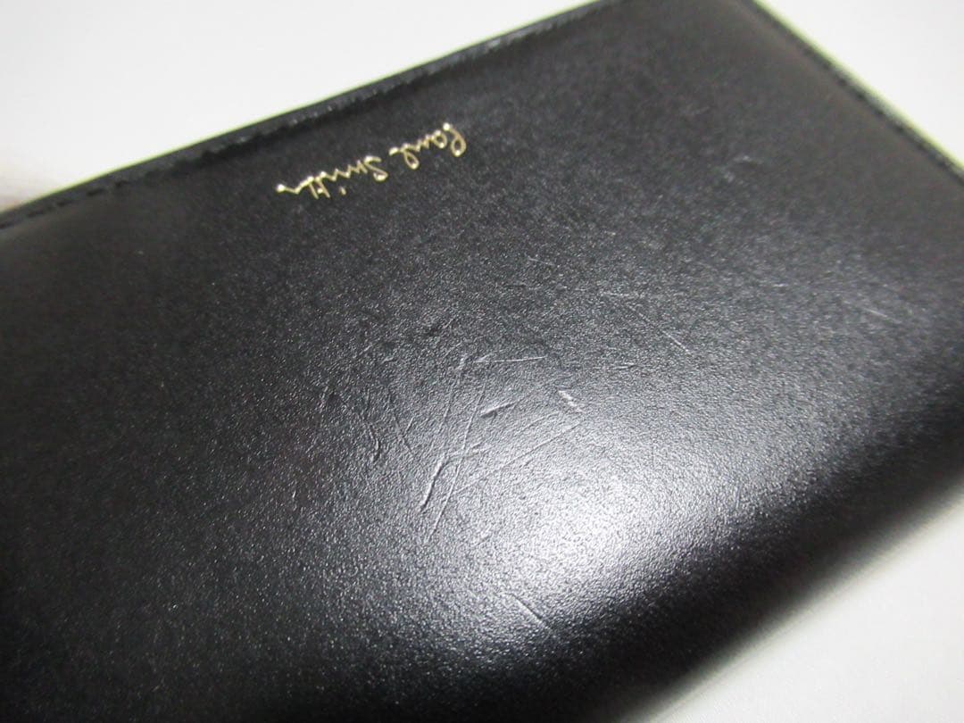 ポールスミス 新品訳あり！マルチストライプトリム牛革名刺入れ カードケース 黒