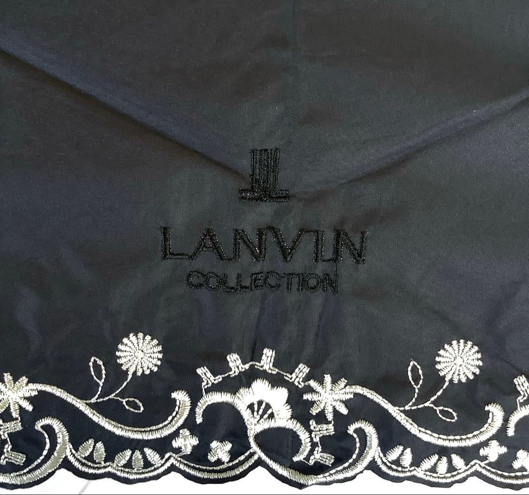 新品★ランバンコレクション★スカラップ刺繍晴雨兼用折りたたみ日傘 雨傘★ブラック