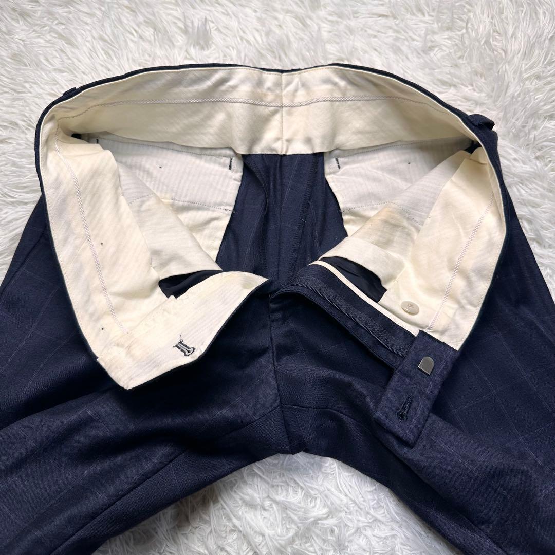 現行 極美品 ポールスミス ロロピ生地 光沢 セットアップ ネイビー 総裏 L