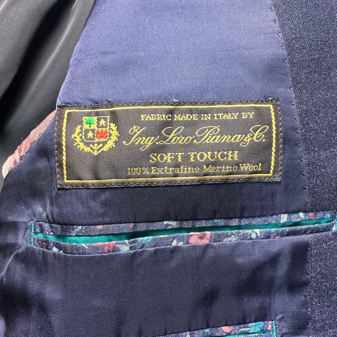 現行 極美品 ポールスミス ロロピ生地 光沢 セットアップ ネイビー 総裏 L