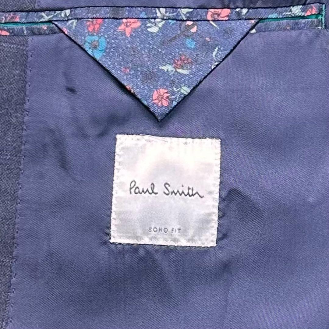 現行 極美品 ポールスミス ロロピ生地 光沢 セットアップ ネイビー 総裏 L