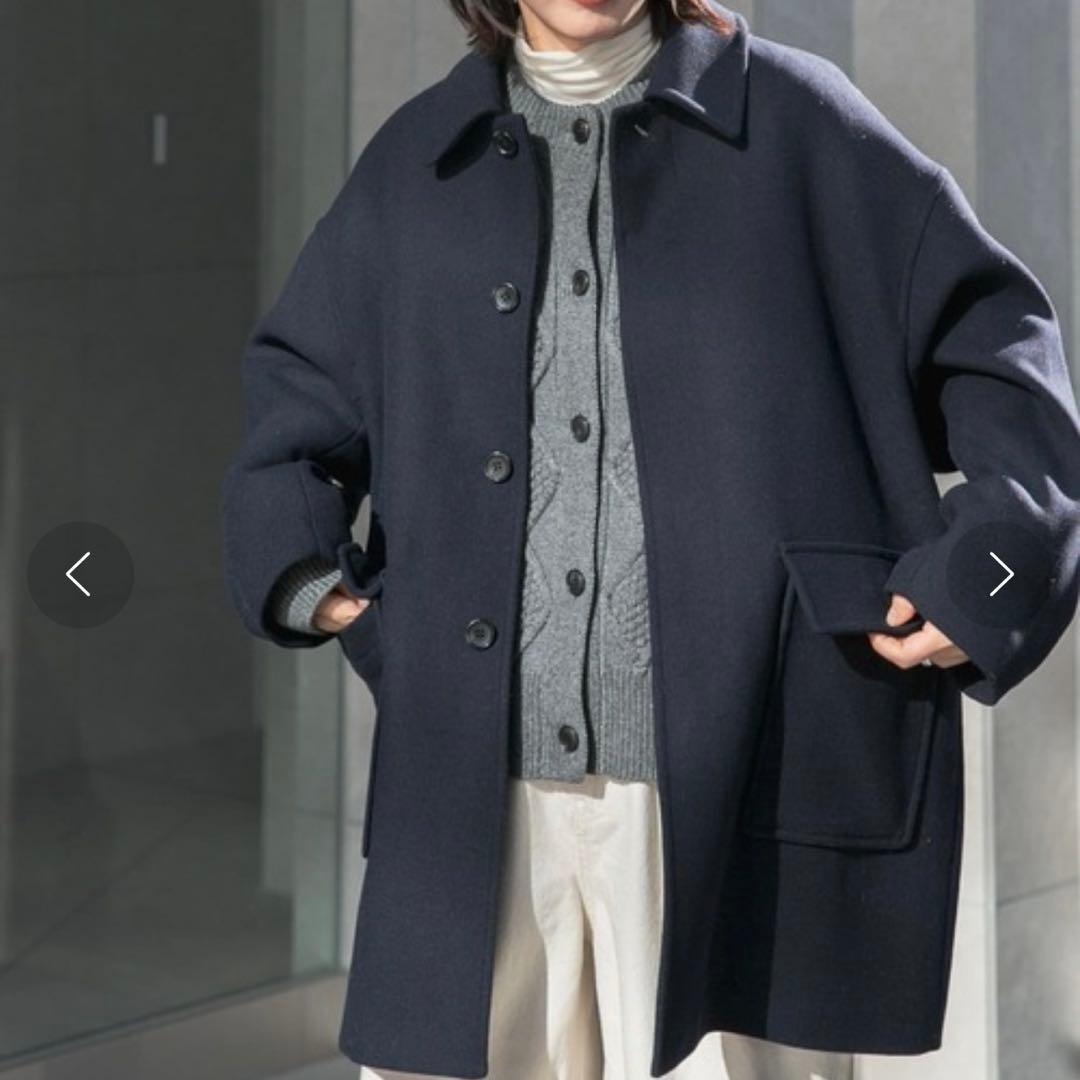 FORK&SPOON　バルカラーミドルコート　ネイビー