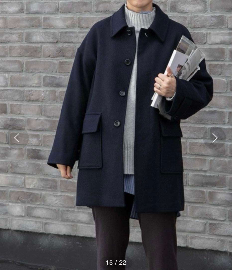 FORK&SPOON　バルカラーミドルコート　ネイビー