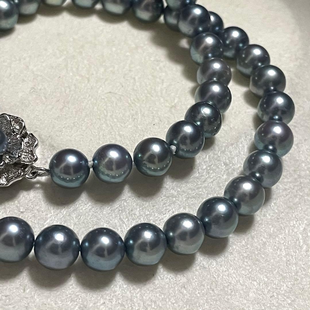 【あこや本真珠✨ケース】ネックレス 7.5-8.0 ブルーグレー系 アコヤパール