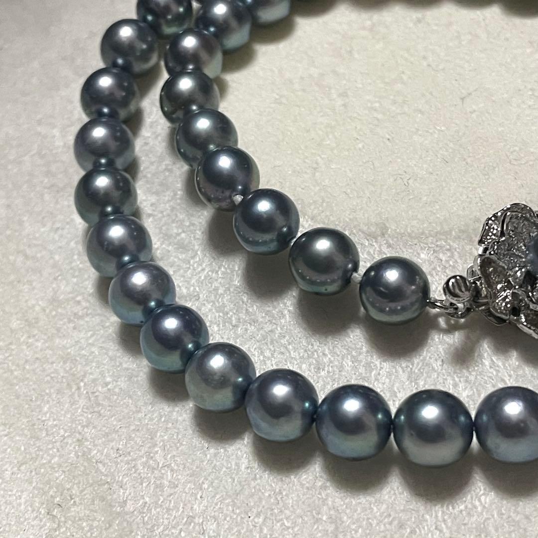 【あこや本真珠✨ケース】ネックレス 7.5-8.0 ブルーグレー系 アコヤパール