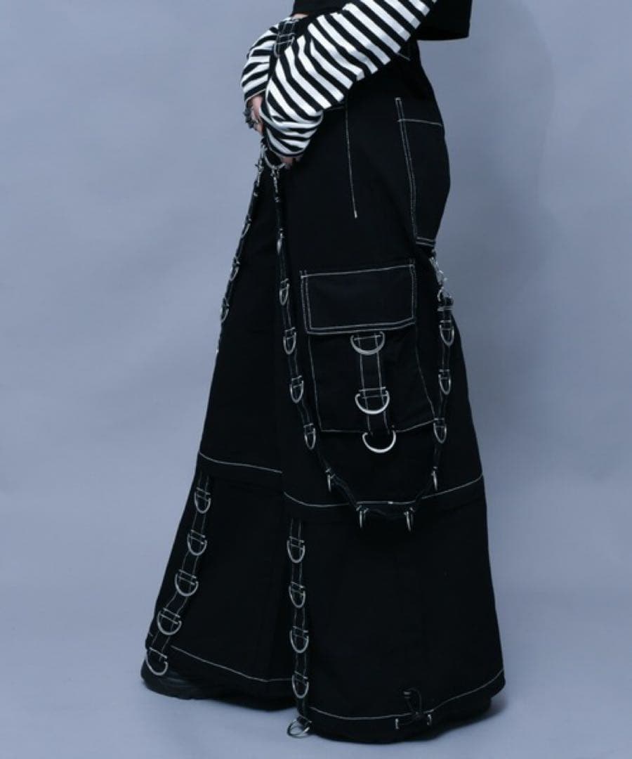 美品 REFLEM　レフレム　2WAYワイドカーゴパンツ　Dリング　ブラック