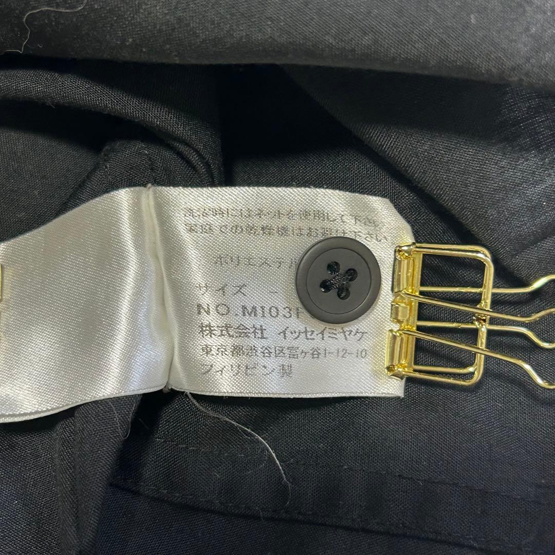 ミーイッセイミヤケ ブラウスシャツ 箔押し プリーツ ブラック サイズF