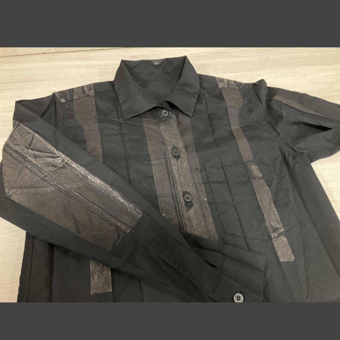 ミーイッセイミヤケ ブラウスシャツ 箔押し プリーツ ブラック サイズF