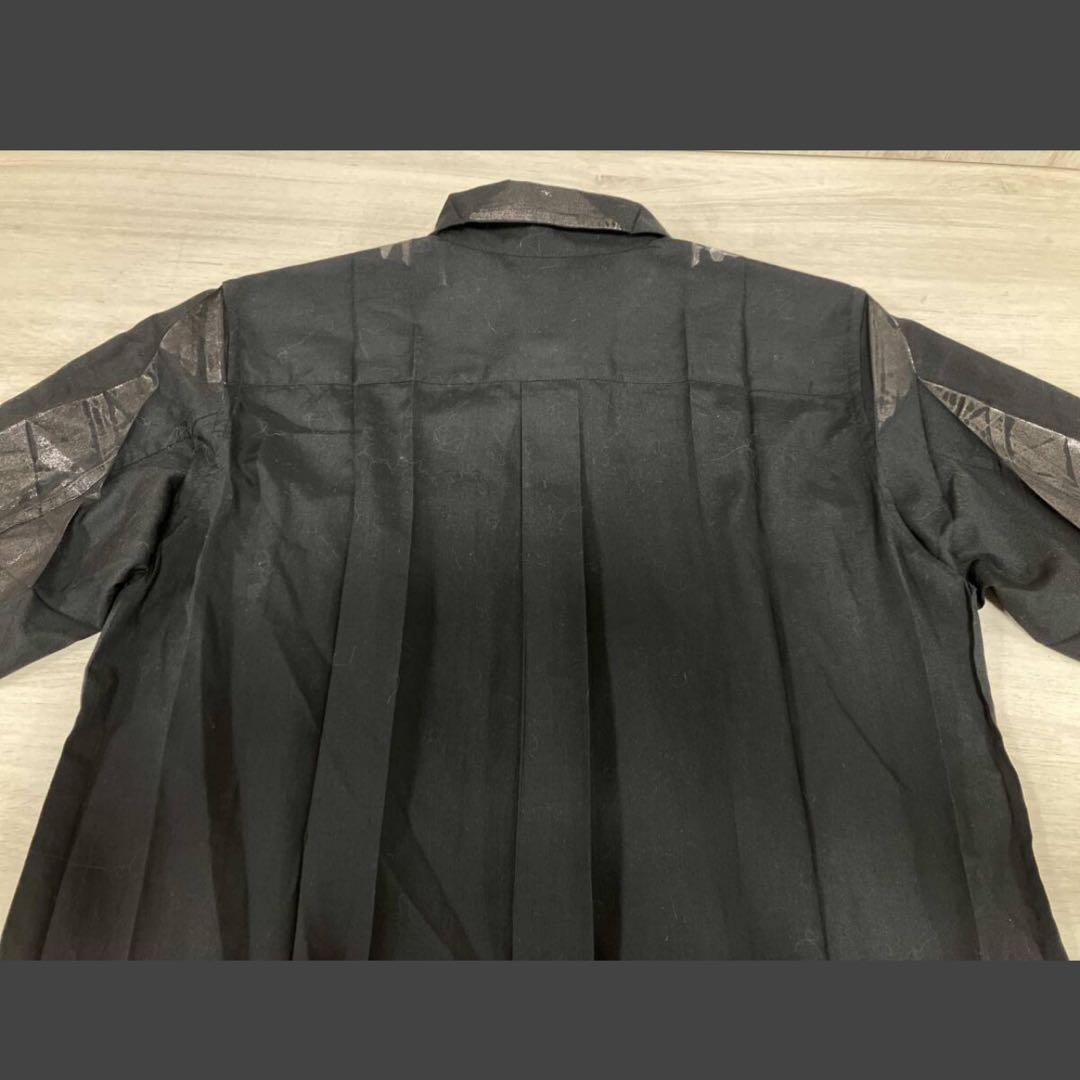 ミーイッセイミヤケ ブラウスシャツ 箔押し プリーツ ブラック サイズF