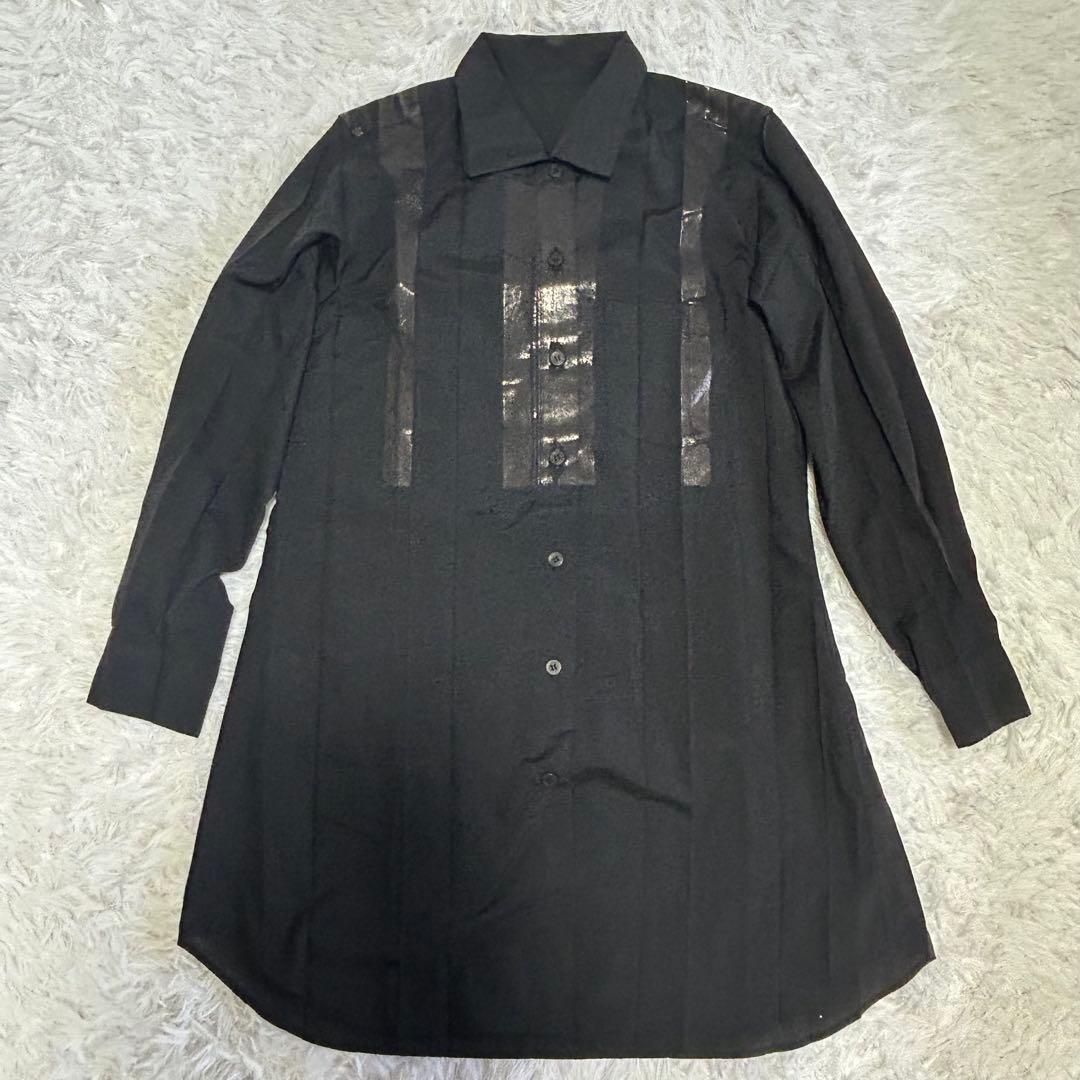 ミーイッセイミヤケ ブラウスシャツ 箔押し プリーツ ブラック サイズF