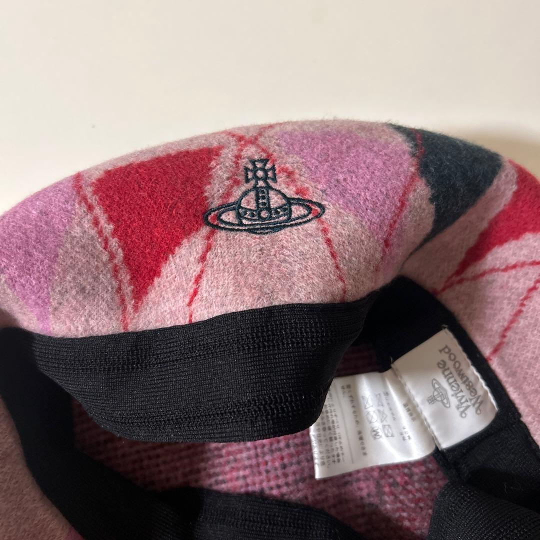 ヴィヴィアンウエストウッド ハーレクインチェック柄バスク ベレー帽