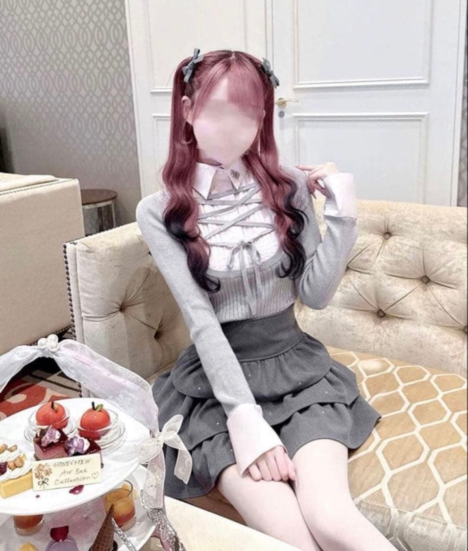 honeymew レースアップドッキングトップス グレー