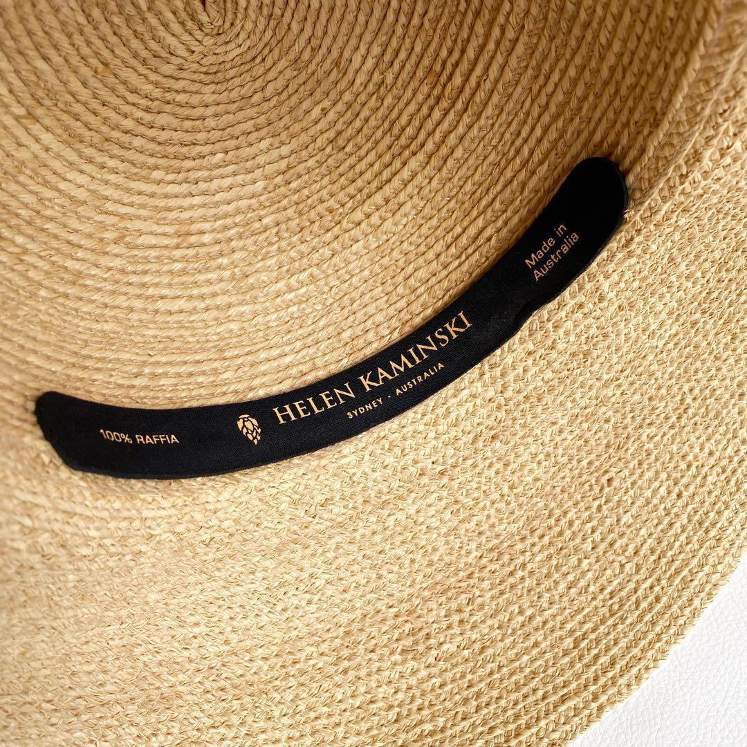 極美品　ヘレンカミンスキー　ラフィアハット　ブリム12cm