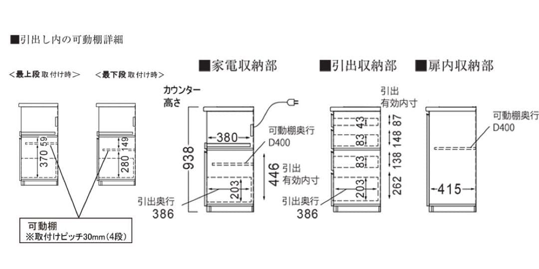 Pamouna（パモウナ）キッチンカウンター　幅140cm 高さ93.8cm