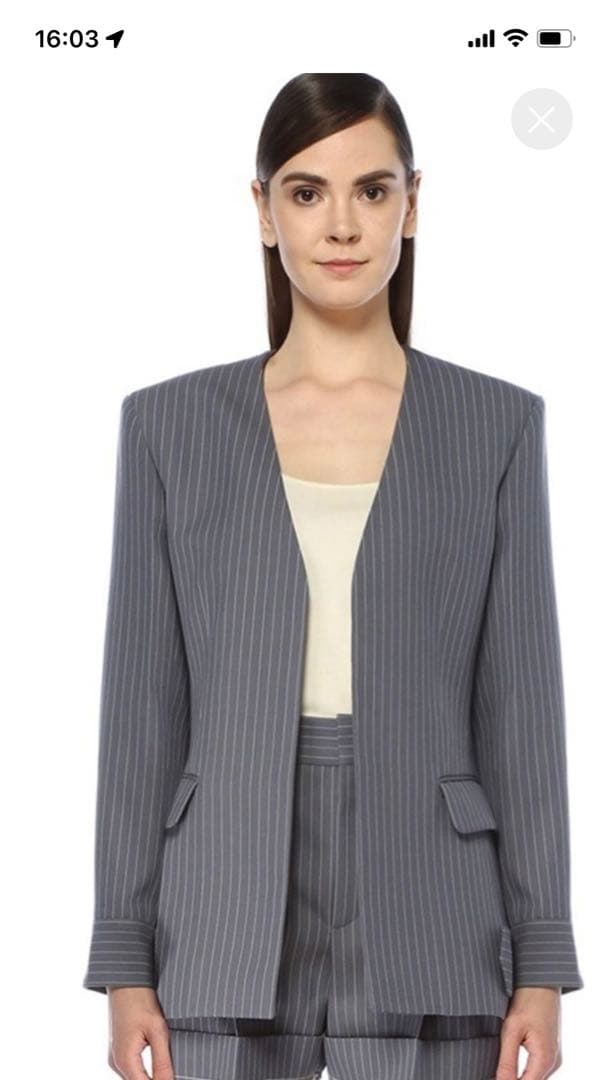 Chloe（クロエ）襟なしストライプウールジャケット未使用