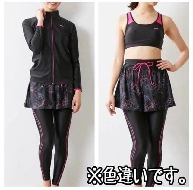 新品☆LL♪黒系ブルー系♪FILA水着4点セット♪長袖レギンス☆g500