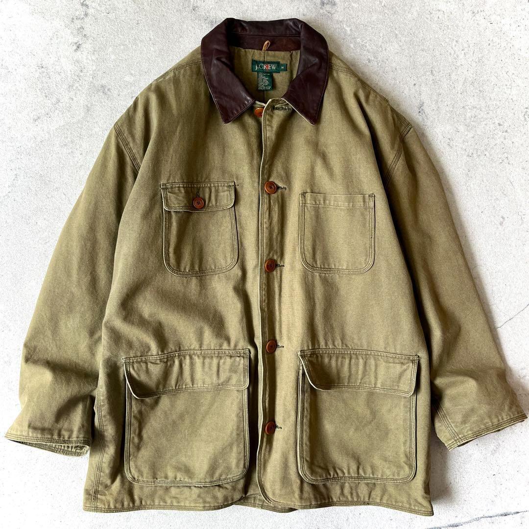 90s J.Crew ジェイクルー 巨人タグレザー襟 ハンティングジャケット 緑