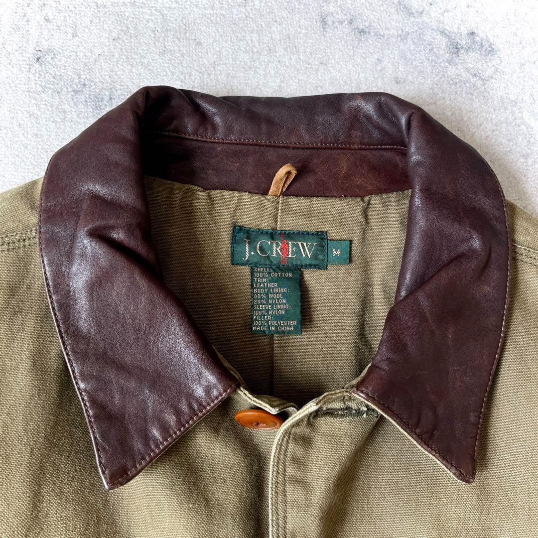 90s J.Crew ジェイクルー 巨人タグレザー襟 ハンティングジャケット 緑