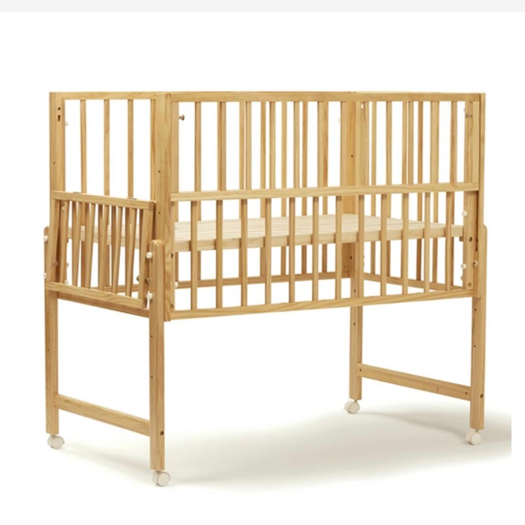 除菌清掃済✨大和屋　トール　Wオープン　ベビーベッド　ナチュラル　すのこ