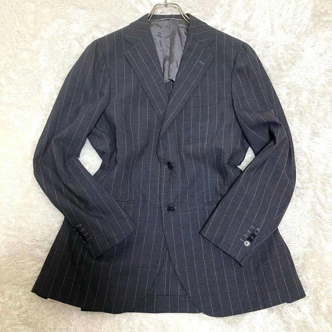 極美品✨ ビームスF ウール モヘア混 ダークグレー 48 8R スーツ L