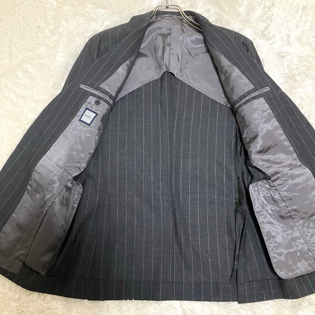 極美品✨ ビームスF ウール モヘア混 ダークグレー 48 8R スーツ L